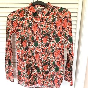 Sezane Pierro Shirt In Mini Flowers Peach And Green